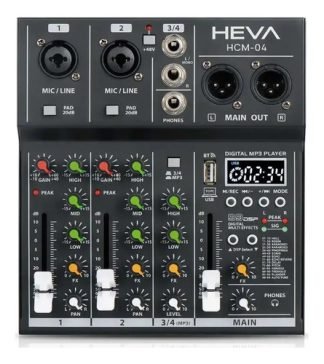 Heva Hcm04 Mixer 4 Canales Bluetooth Phantom Usb