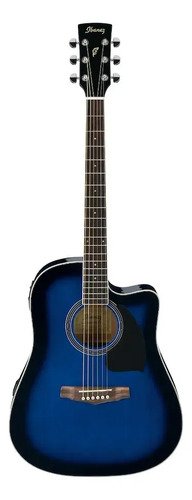 Guitarra Electroacustica Ibanez Pf15ece Con Corte Y Eq Color Transparent Blue Sunburst Diestro