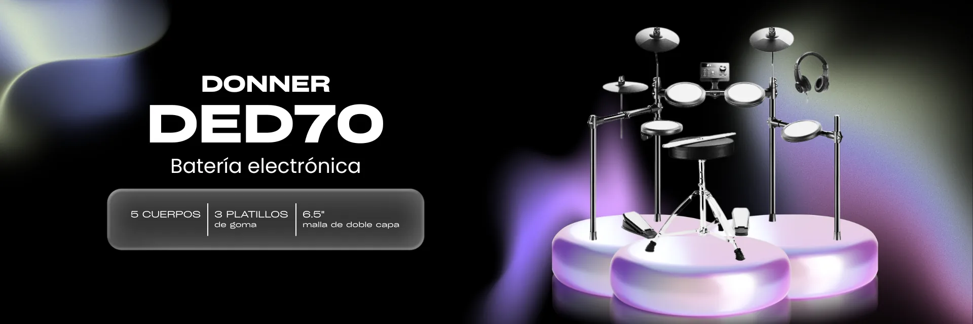 Donner DED70: bateria electronica de 5 cuerpos y 3 platillos